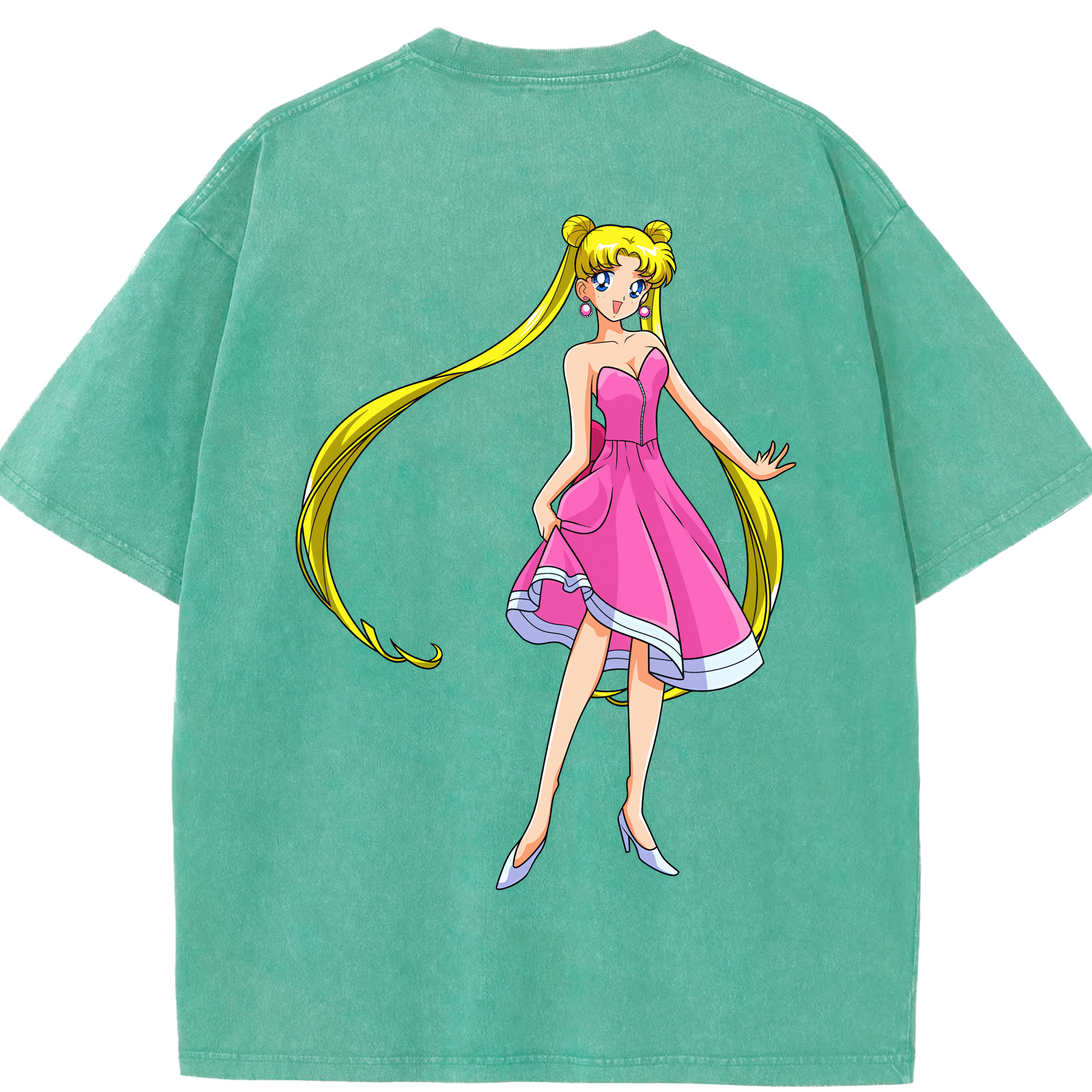 （画像用） 美少女戦士セーラームーン 愛野 美奈子 あいの みなこ Sailor Moon Aino Minako 綿100% ヴィンテージ風 半袖Tシャツ（背面プリント）